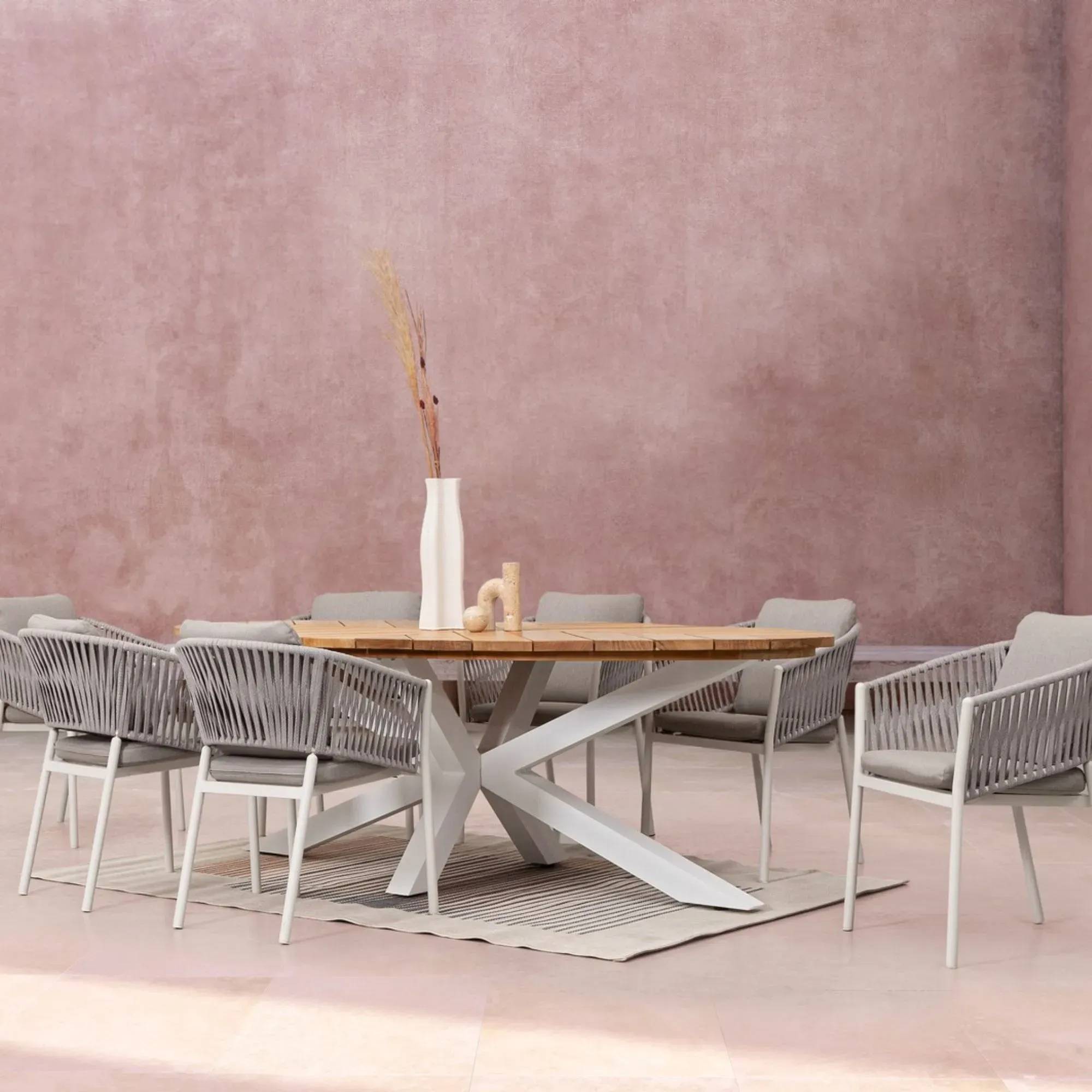 Autre - Table à manger de jardin ovale en teck et métal L240 - CAP FERRET - Imagen 4