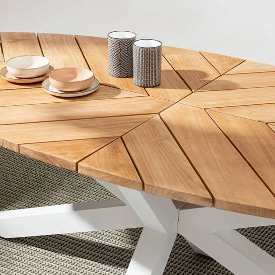 Autre - Table à manger de jardin ovale en teck et métal L240 - CAP FERRET - Imagen 7