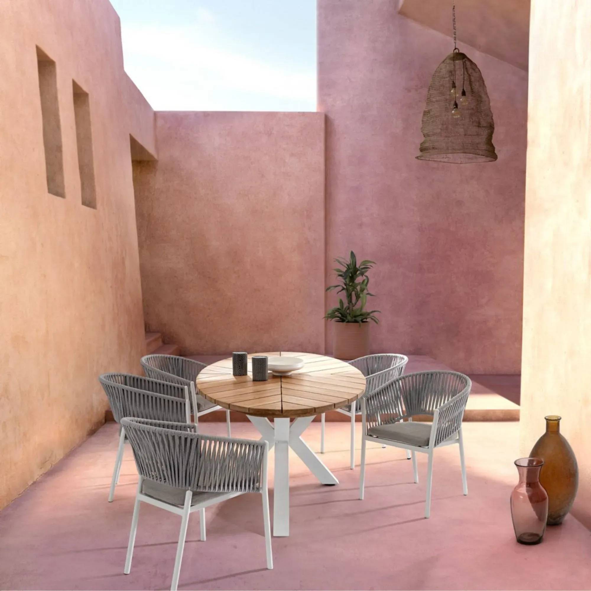 Autre - Table à manger de jardin ovale en teck et métal L240 - CAP FERRET - Imagen 5