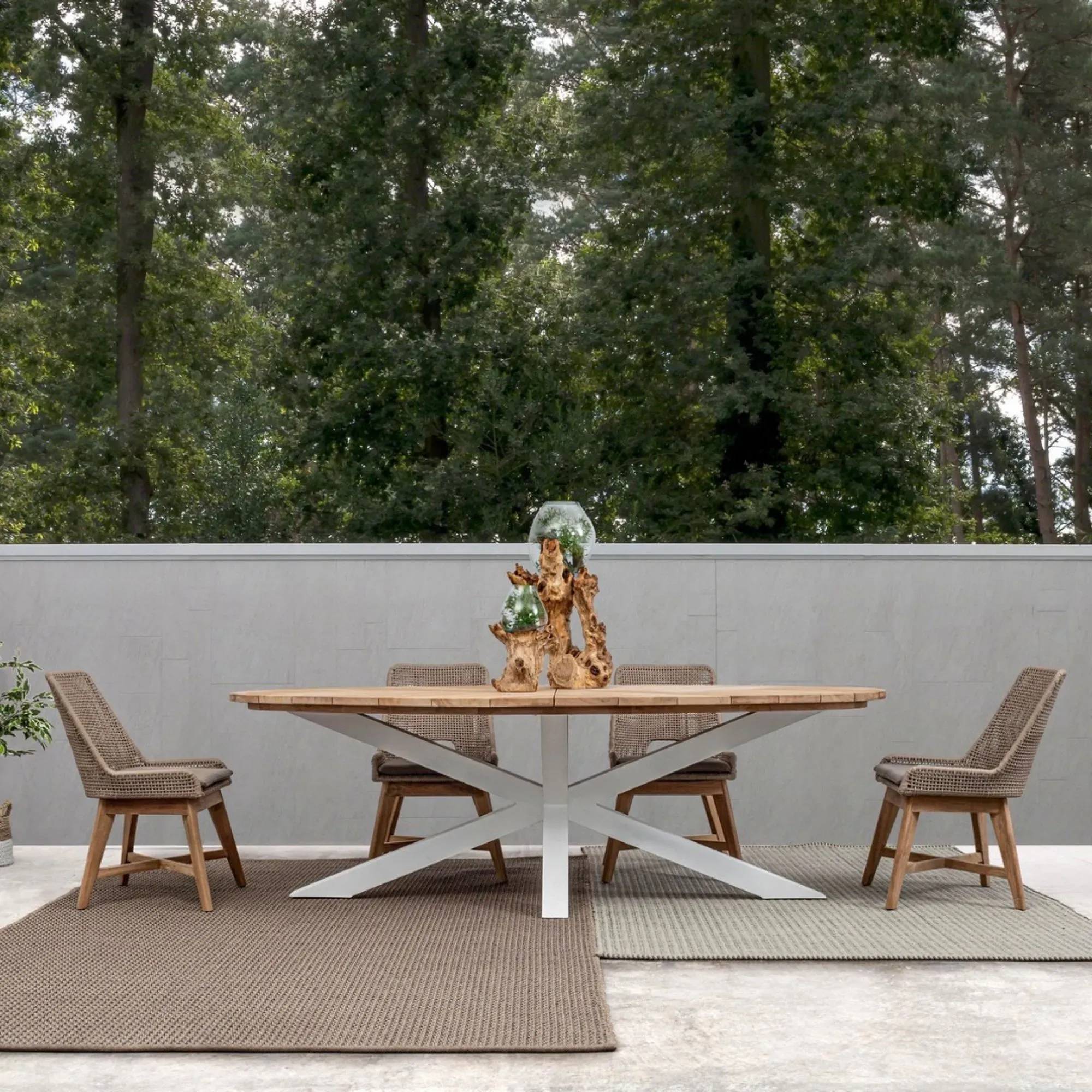 Autre - Table à manger de jardin ovale en teck et métal L240 - CAP FERRET - Imagen 2