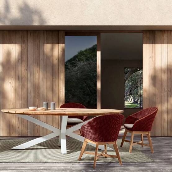 Autre - Table à manger de jardin ovale en teck et métal L240 - CAP FERRET - Imagen 3