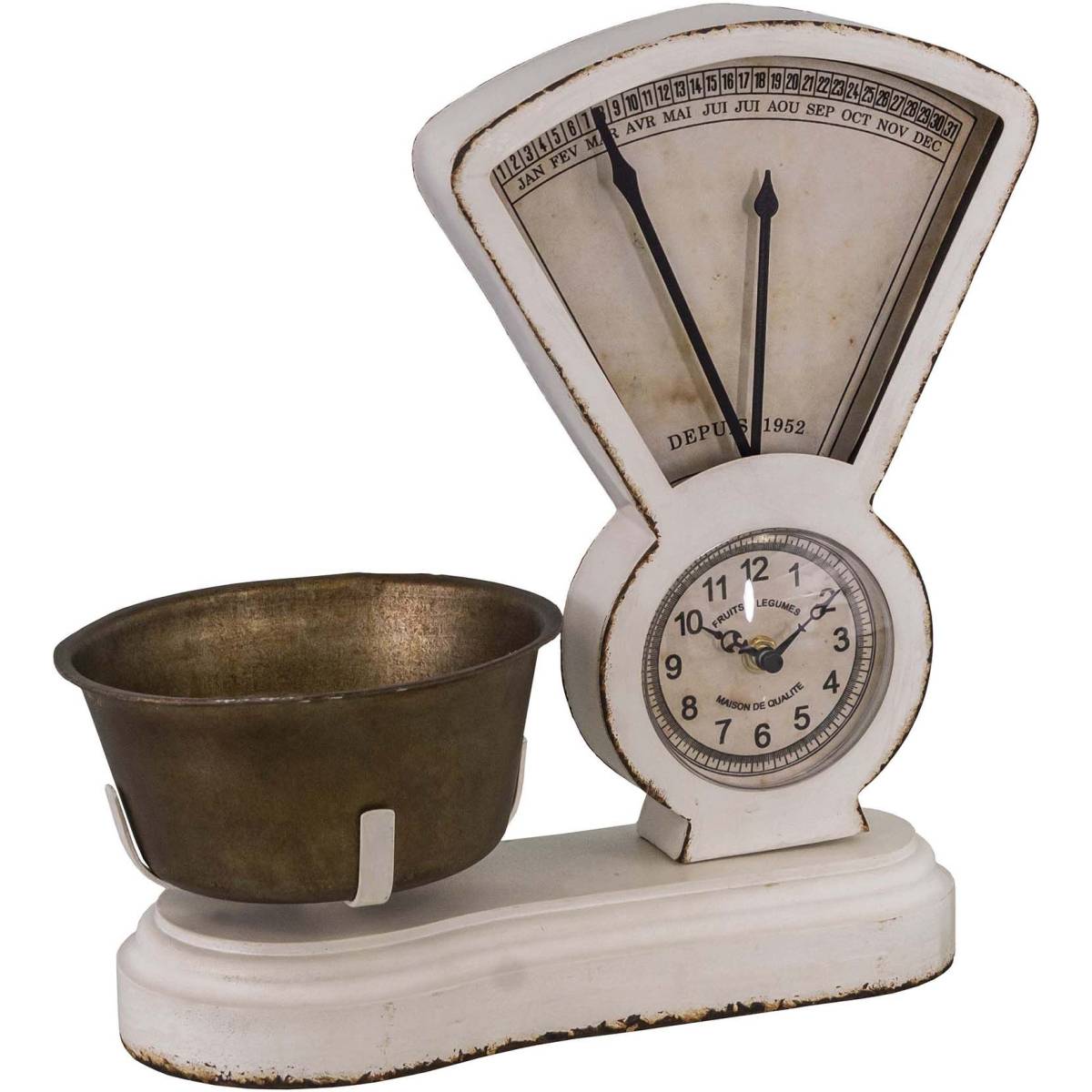 Antic Line Creations - Balance décorative avec horloge et calendrier en fer