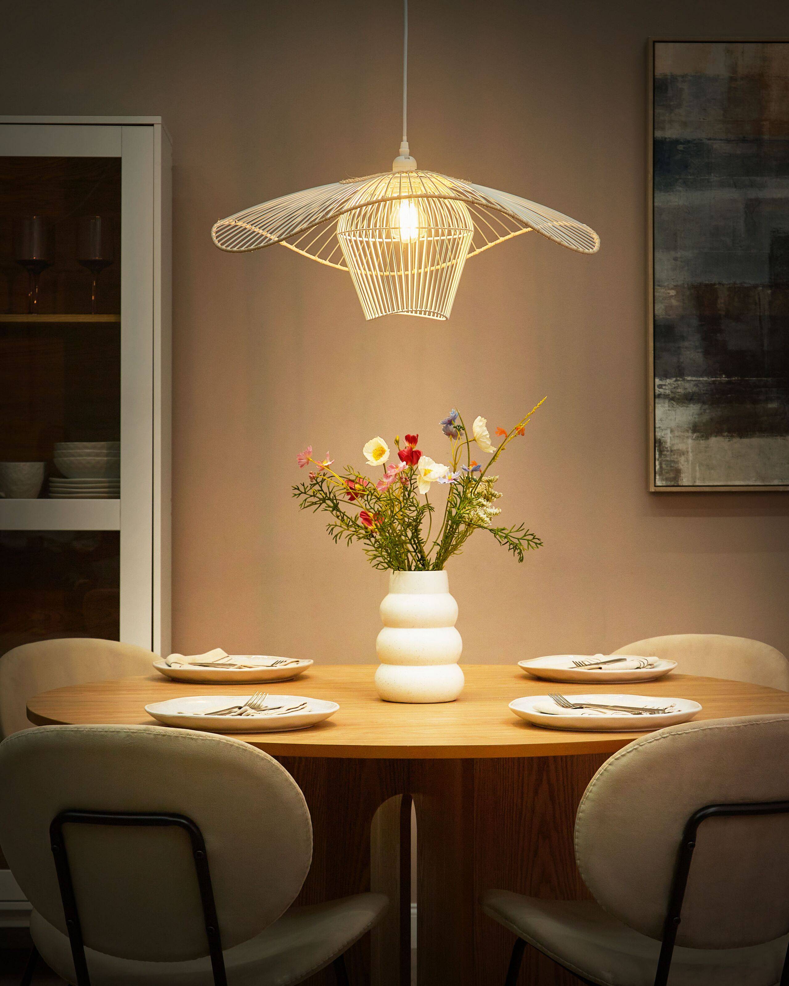 Beliani - Lampe suspension Métal Blanc LUNGA - 60x60x110- Beliani - Image 1