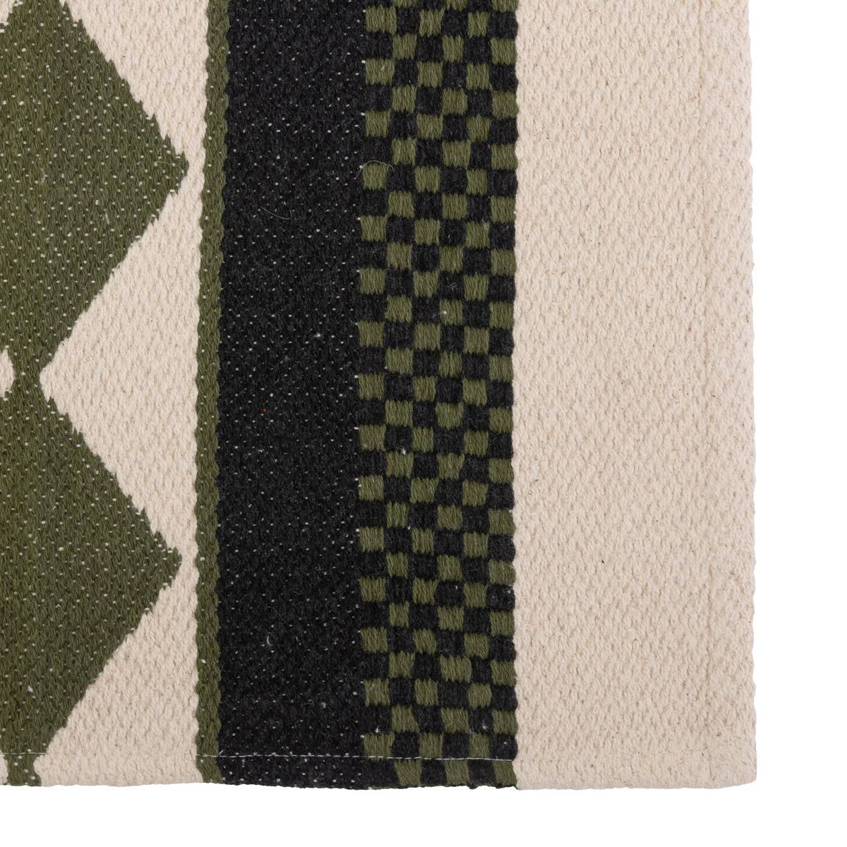 Tapis décoratif en Coton Kaki Noir et Beige Lin 60 x 90 cm - Image 2