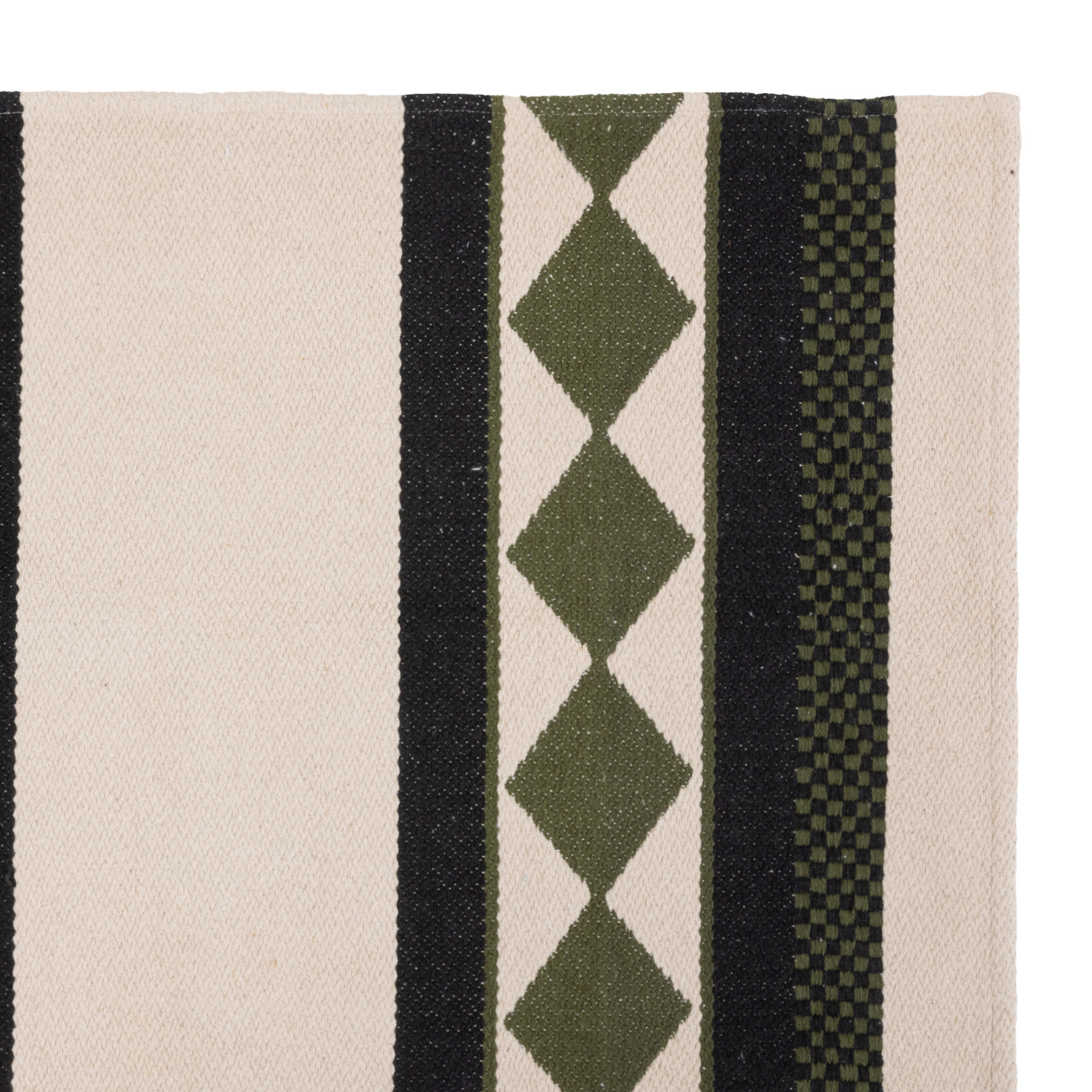 Tapis décoratif en Coton Kaki Noir et Beige Lin 60 x 90 cm - Image 3