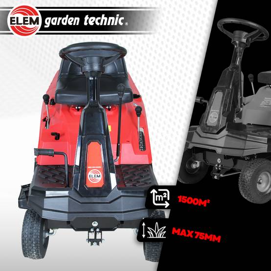 Elem Garden Technic - Tondeuse à gazon autoportée 224cc - 61cm - Ejection arrière, éjection latérale et mulching. - Image 4