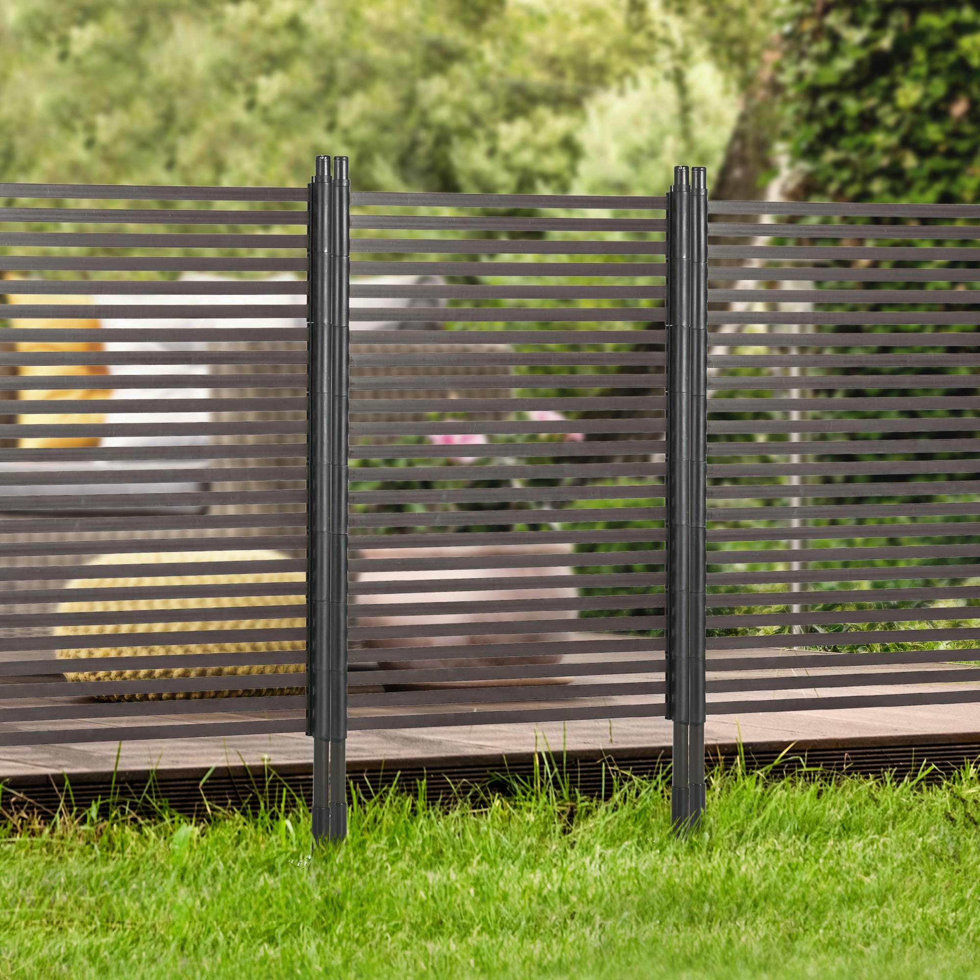 Panneau brise-vue clôture acier jardin modulaire à planter 93x150cm noir - ComfortXL Outdoor Living - Image 10