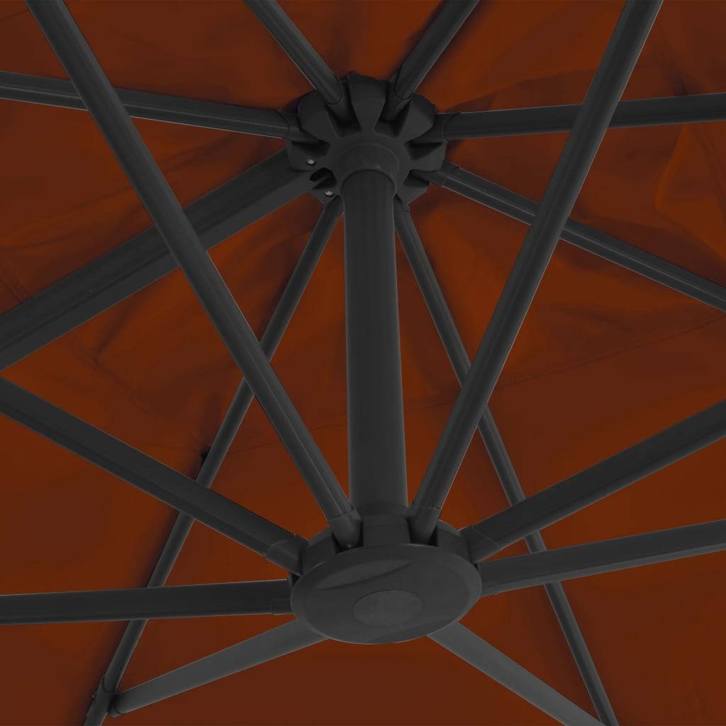 Helloshop26 - Parasol déporté avec mât en aluminium 300 x 300 cm terre cuite - Imagen 5