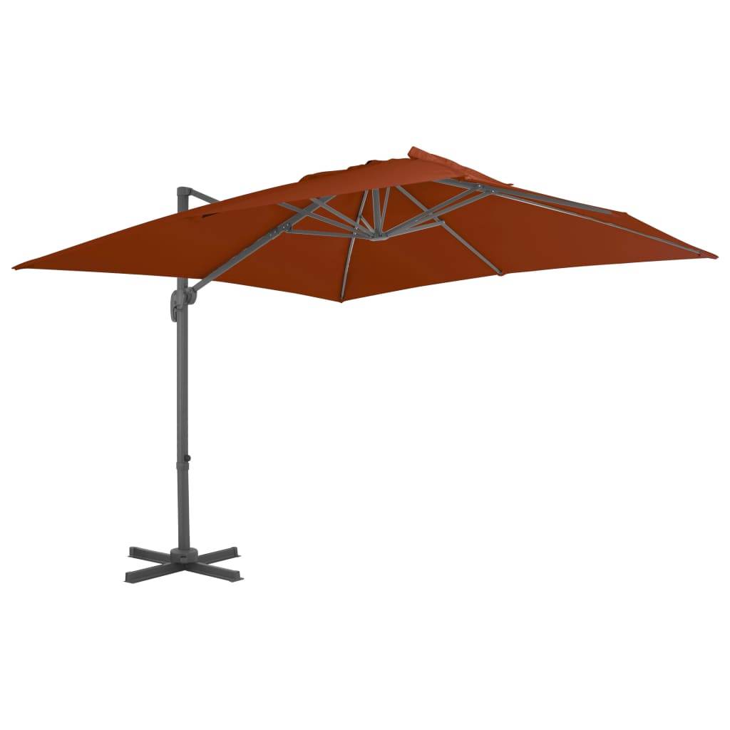 Helloshop26 - Parasol déporté avec mât en aluminium 300 x 300 cm terre cuite - Imagen 1