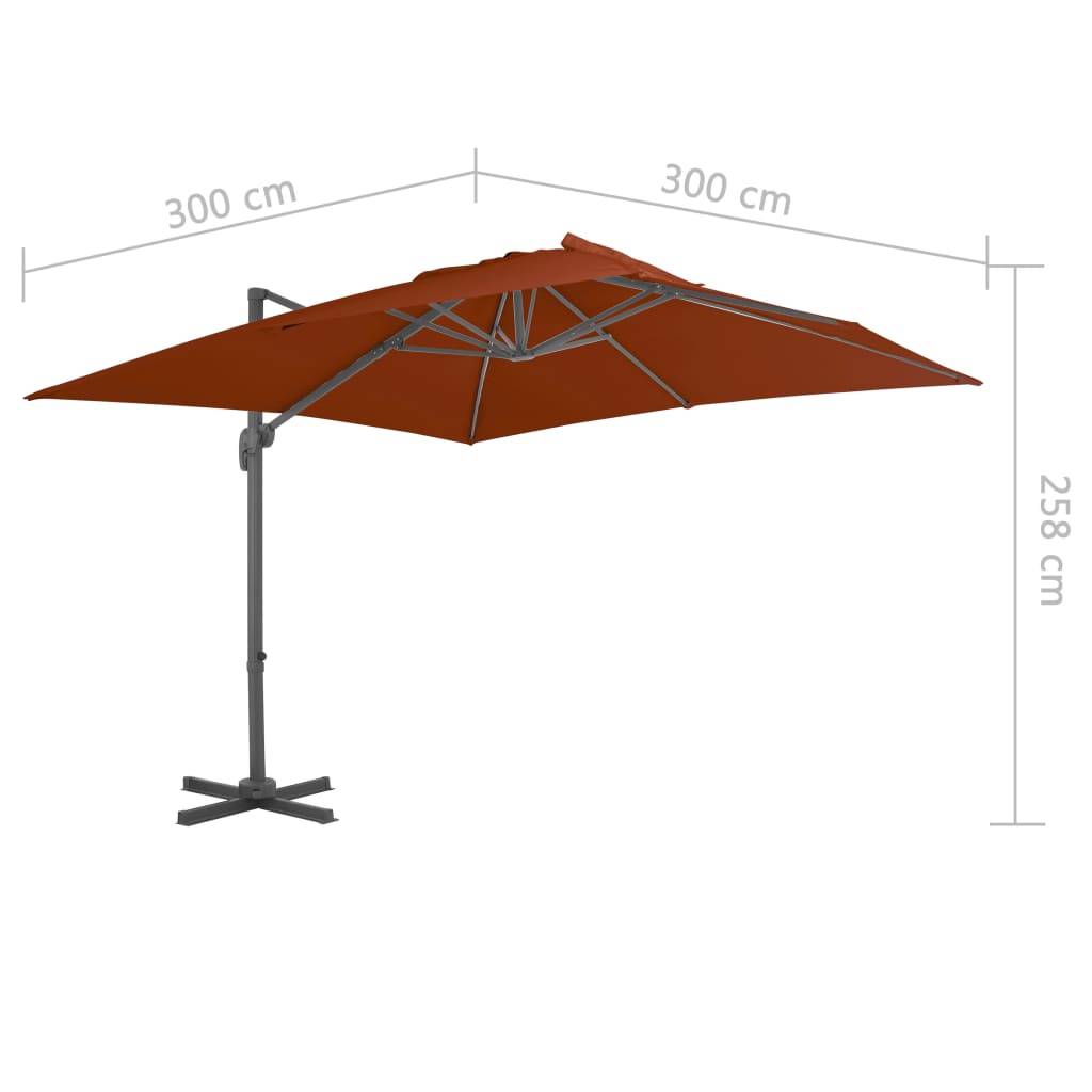 Helloshop26 - Parasol déporté avec mât en aluminium 300 x 300 cm terre cuite - Imagen 6
