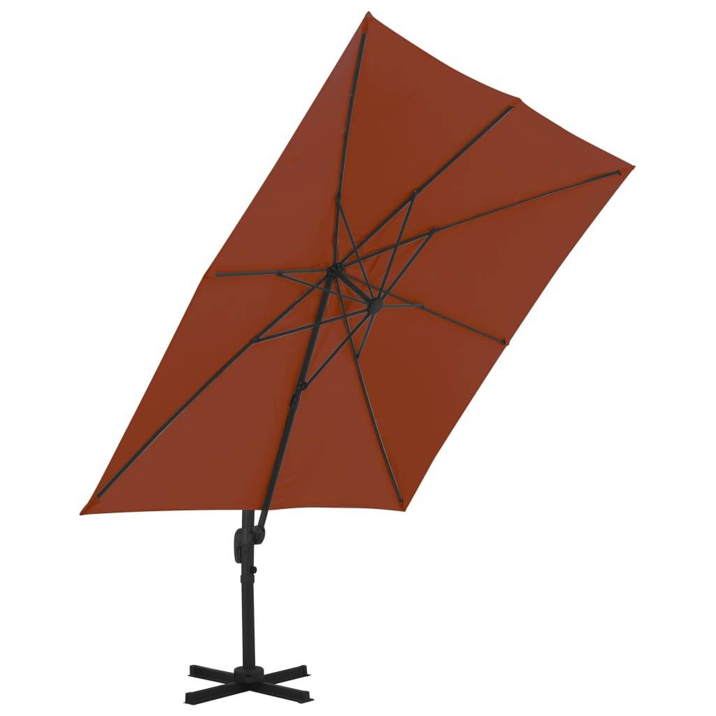 Helloshop26 - Parasol déporté avec mât en aluminium 300 x 300 cm terre cuite - Imagen 2