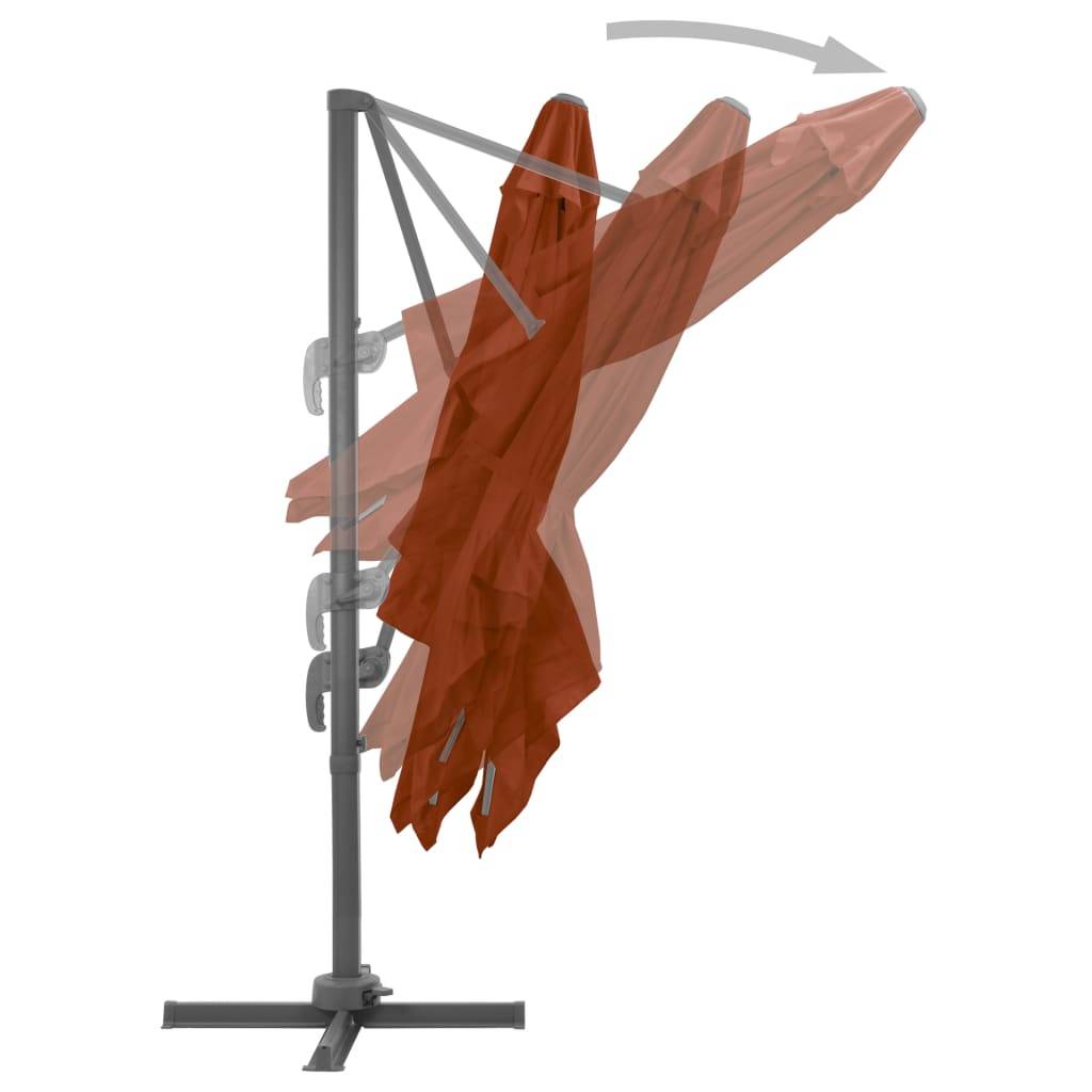 Helloshop26 - Parasol déporté avec mât en aluminium 300 x 300 cm terre cuite - Imagen 3
