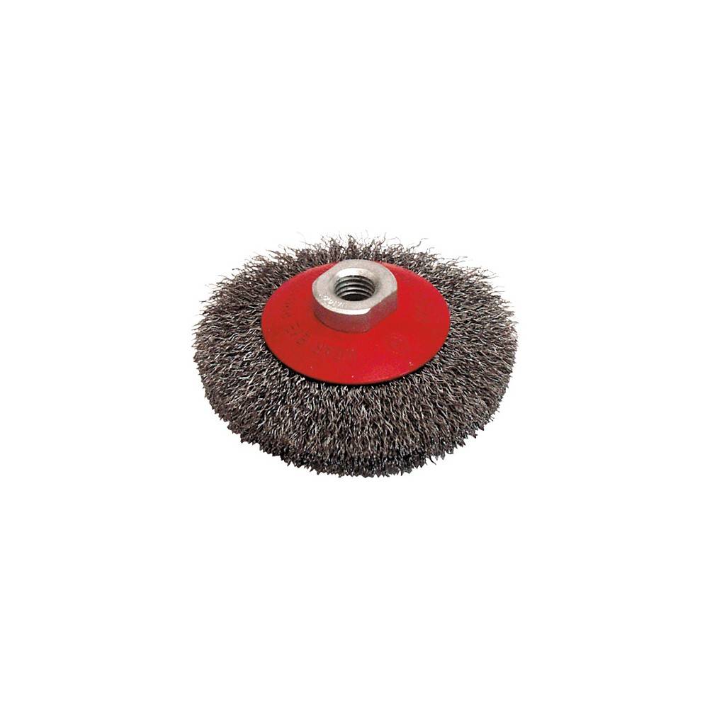 Brosse cuvette pour meuleuse fil acier ondulé 0.30 mm D. 115 mm M14 pour métal - Décapage dur - LEMAN - 520.115