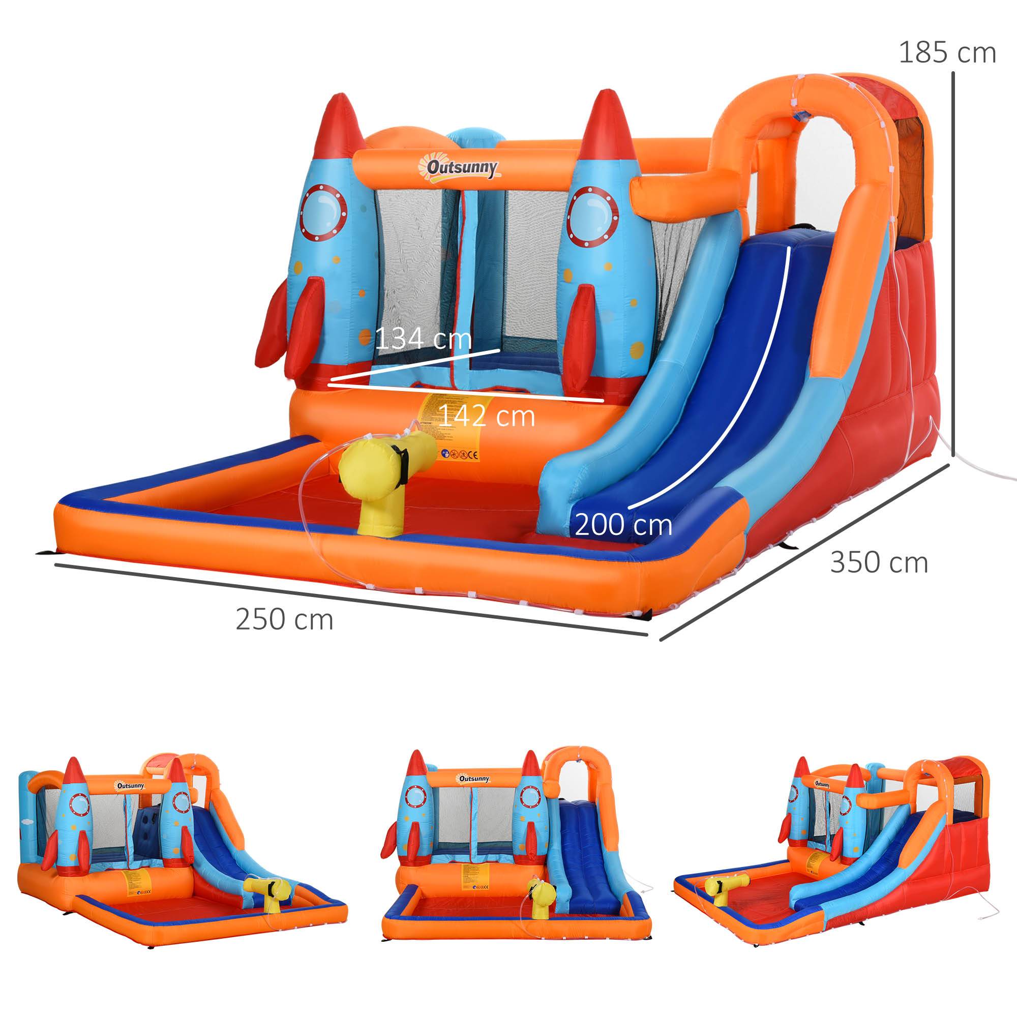 Château gonflable avec souffleur, patchs et matériel de fixation, 350 cm x 250 cm x 185 cm, multicolore - Image 5