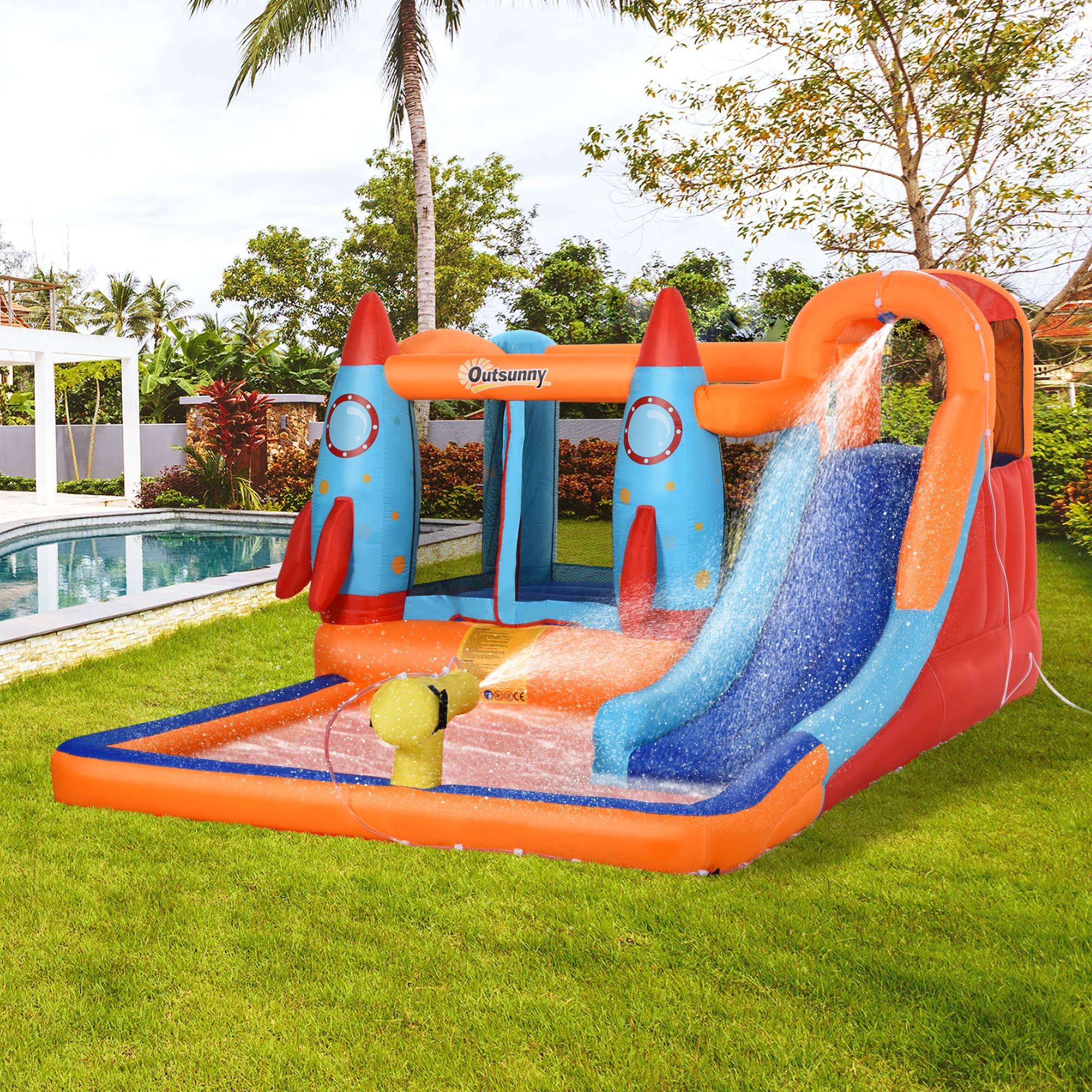Château gonflable avec souffleur, patchs et matériel de fixation, 350 cm x 250 cm x 185 cm, multicolore - Image 4
