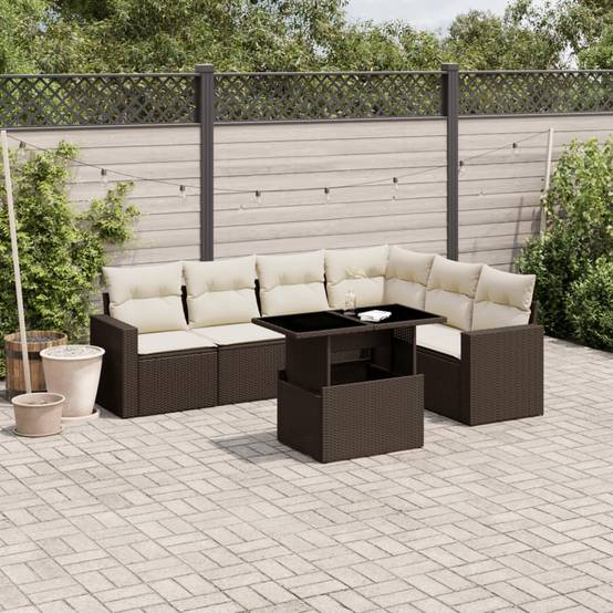 ComfortXL - Salon de jardin modulable 7 places résine tressée table à hauteur ajustable marron – ComfortXL Outdoor Living - Image 1