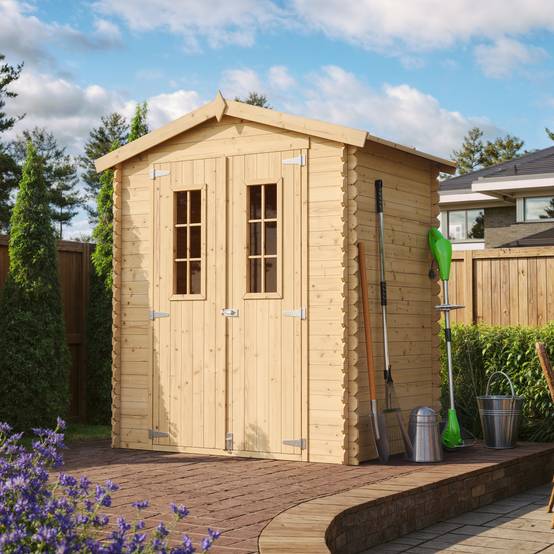 Timbela - Abri de jardin en bois - Stockage extérieur I196xL136xH218 cm/ 1,98 m² - Petit abri à outils, Local à vélos - 19 mm d’épaisseur - Timbela M367C - Image 1