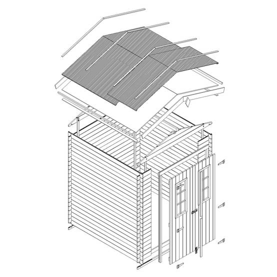 Timbela - Abri de jardin en bois - Stockage extérieur I196xL136xH218 cm/ 1,98 m² - Petit abri à outils, Local à vélos - 19 mm d’épaisseur - Timbela M367C - Image 7
