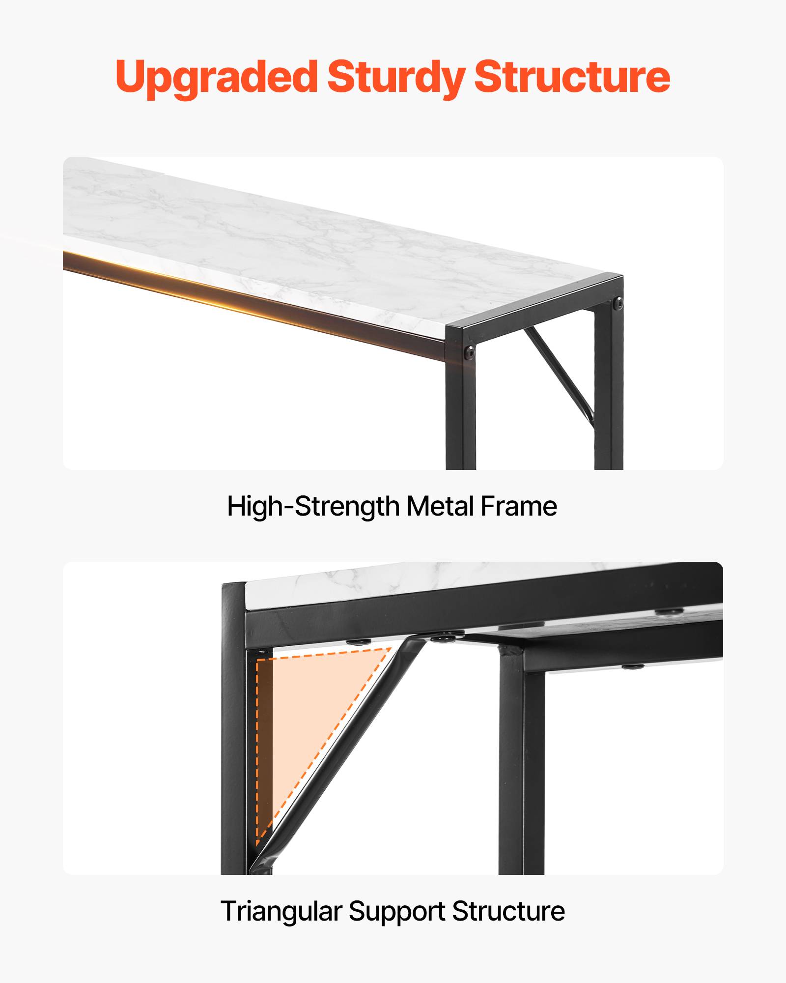 VEVOR Table console marbre, étroite, prise courant, triangulaire, salon. - Image 4