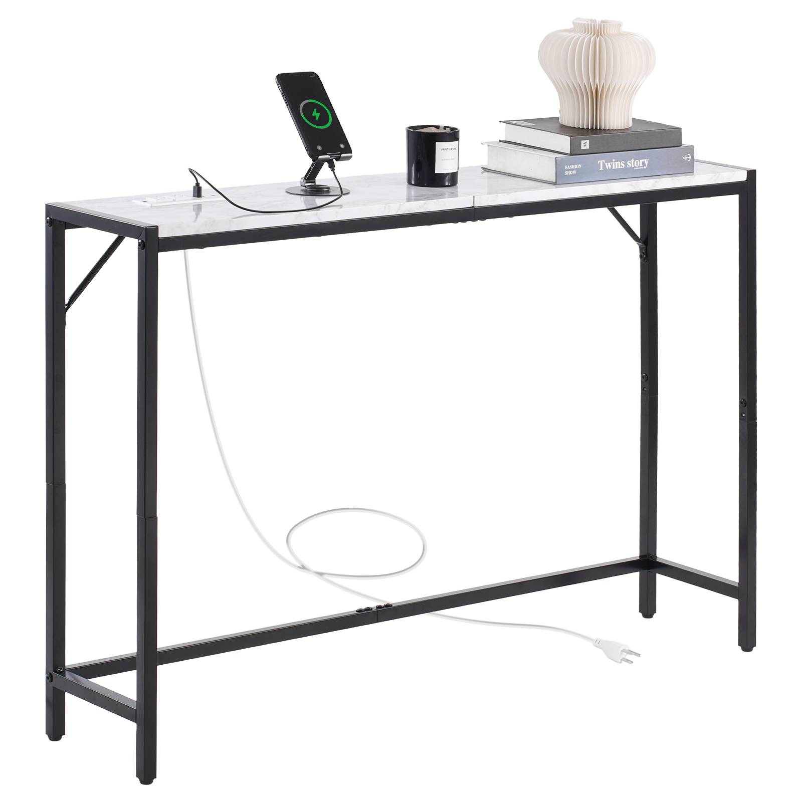 VEVOR Table console marbre, étroite, prise courant, triangulaire, salon. - Image 1