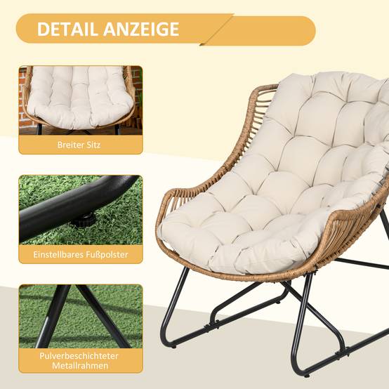 Fauteuil de jardin résine tressée naturel et noir 101 x 75 x 90 cm - PANGIVO - Image 8