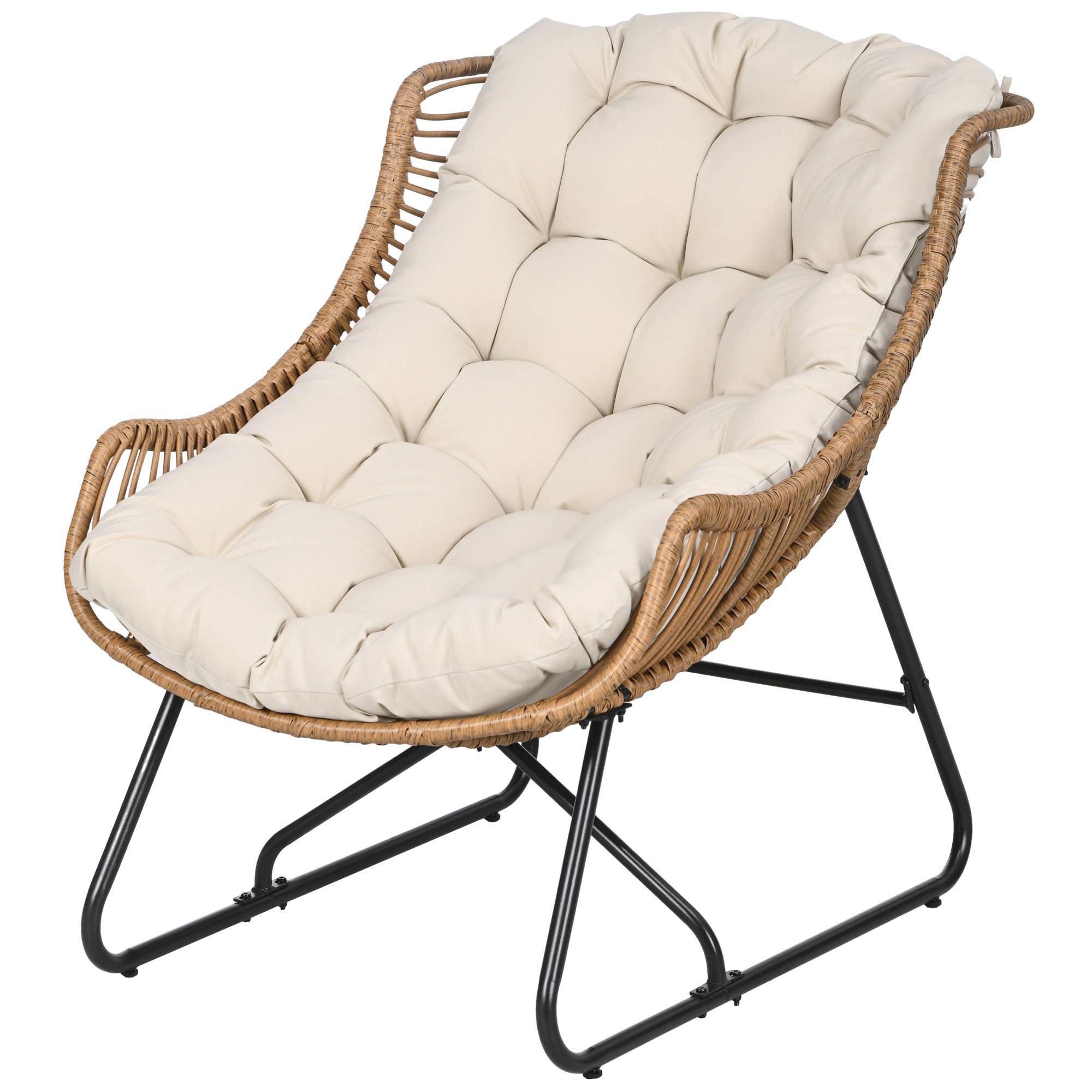 Fauteuil de jardin résine tressée naturel et noir 101 x 75 x 90 cm - PANGIVO - Image 2