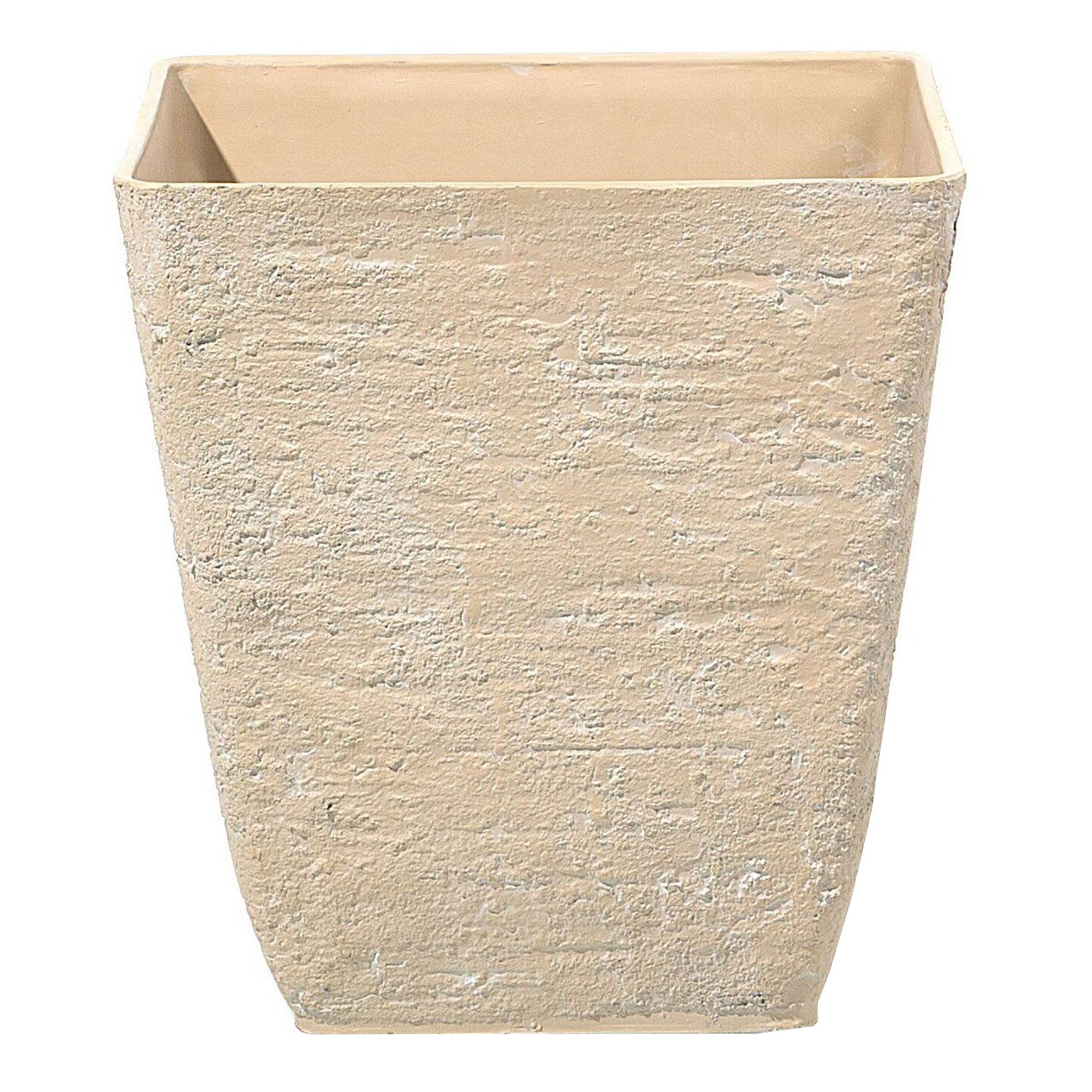 Beliani - Cache-Pot Beige en Polyrésine 39 x 39 x 43 cm Effet Pierre Pot de Fleurs Idéal pour Extérieur et Intérieur Evasé - Imagen 1
