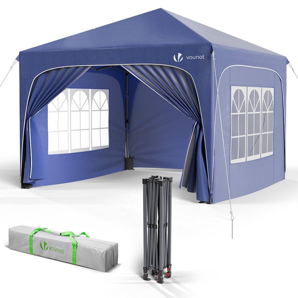 Vounot - VOUNOT® Tonnelle de jardin arquée 3x3m pliable avec porte et fenêtre amovible - Hauteur réglable - Imperméable et anti-UV - Bleu - Image 1