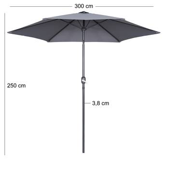 Oviala - Parasol droit 3m inclinable à manivelle en aluminium rouge Matera - Oviala - Imagen 4