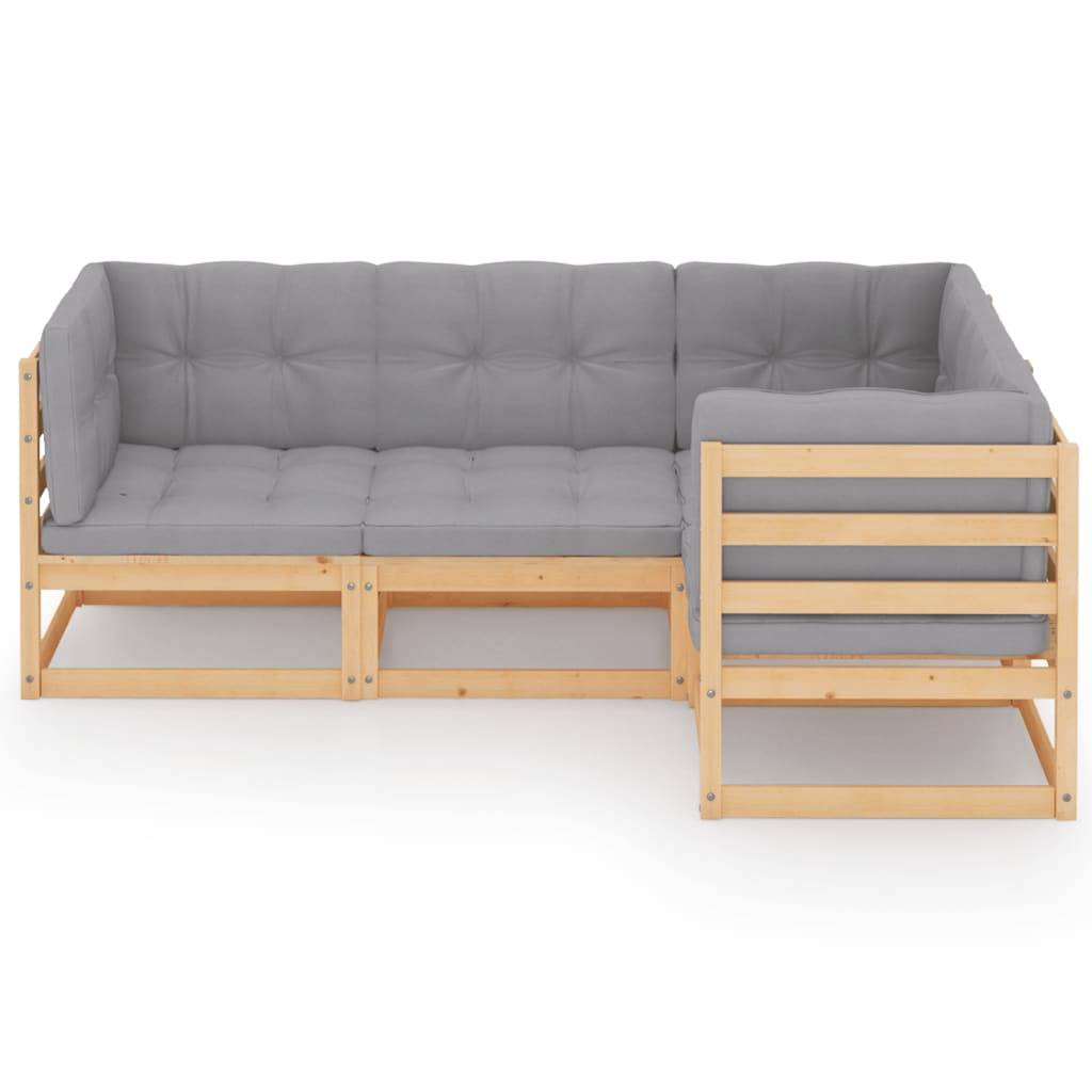 Helloshop26 - Salon de jardin meuble d'extérieur ensemble de mobilier 4 pièces avec coussins bois de pin massif - Imagen 2