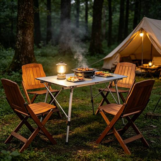 Table de camping pliante aluminium jardin extérieur hauteur réglable 120x68cm argent - ComfortXL Outdoor Living - Image 6