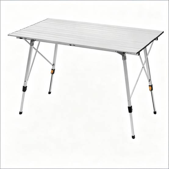 Table de camping pliante aluminium jardin extérieur hauteur réglable 120x68cm argent - ComfortXL Outdoor Living - Image 3