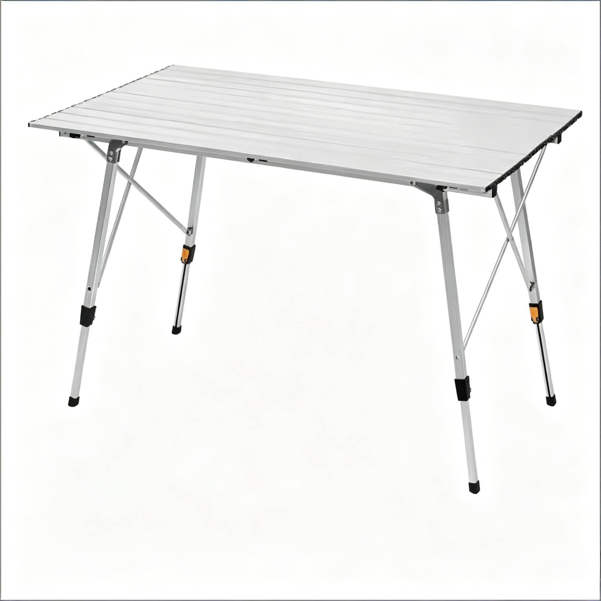 Table de camping pliante aluminium jardin extérieur hauteur réglable 120x68cm argent - ComfortXL Outdoor Living - Image 3