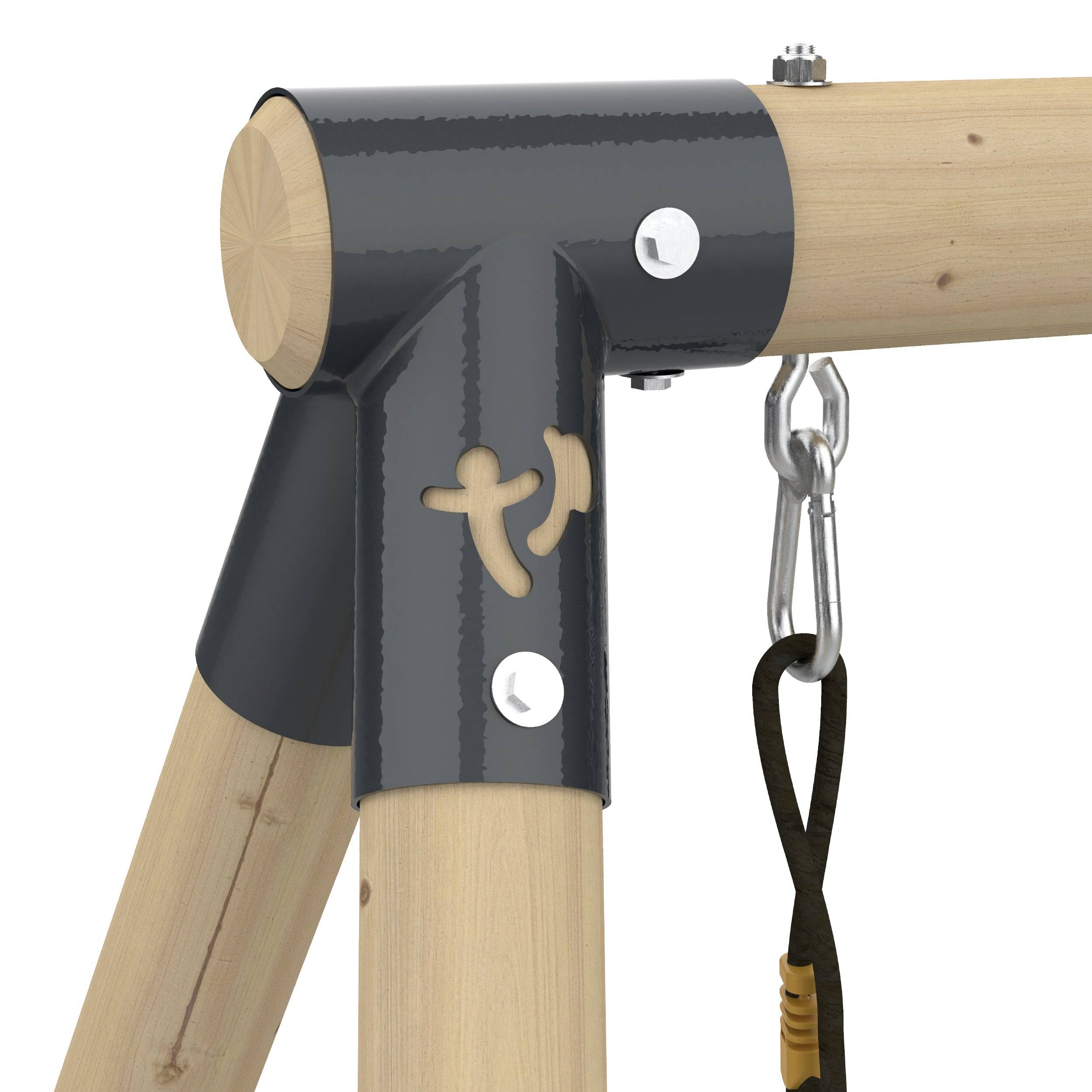 Station BARBOUZET 2 balançoires - vis-à-vis - toboggan - kit d'ancrage - bois FSC® h224 cm - Image 4