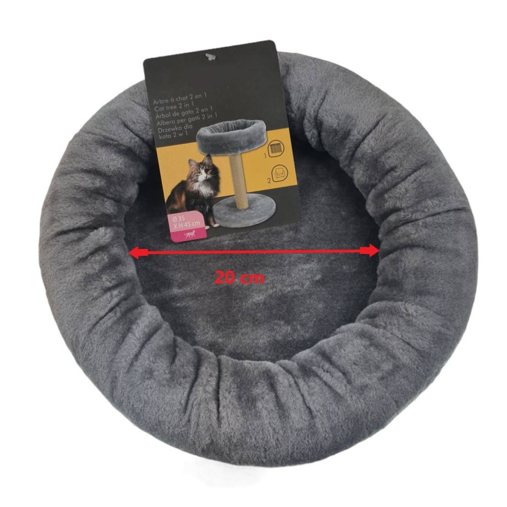 Arbre à chat 2 en 1, ø 35 cm x hauteur 45 cm, couleur gris, pour chats et chatons. - Image 2