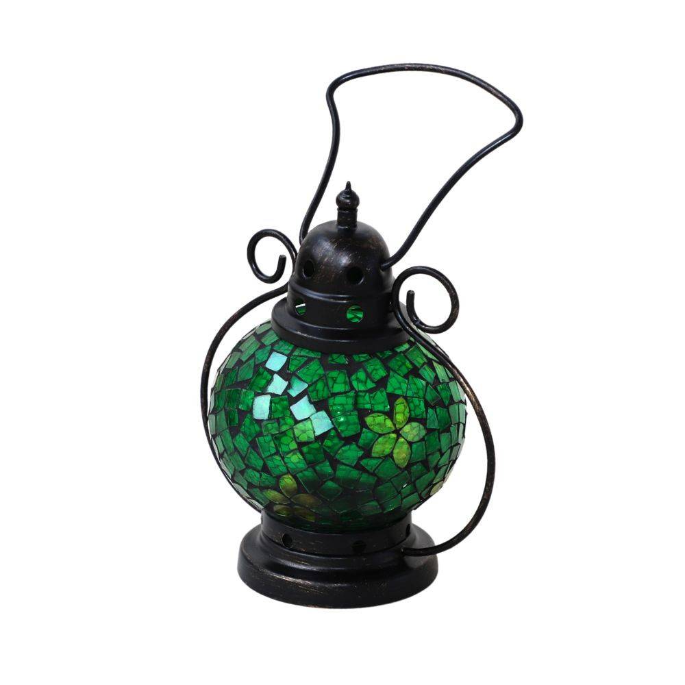 Chemin De Campagne - Lanterne jardin extérieur mosaïque à poser ancienne verre vert 29cm Chemin de campagne
