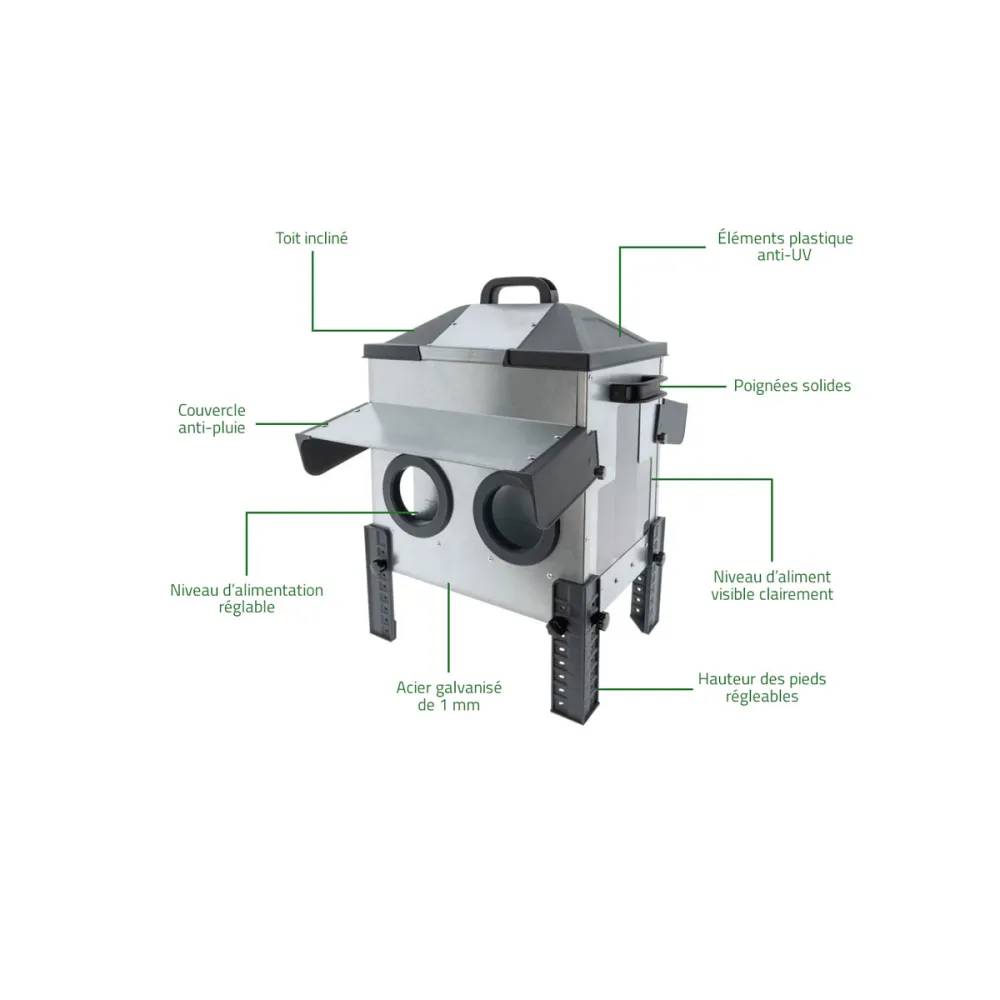Olba - Mangeoire Robust® pour volailles - 16kg - Acier galvanisé avec couvercle anti-pluie Olba - Image 4