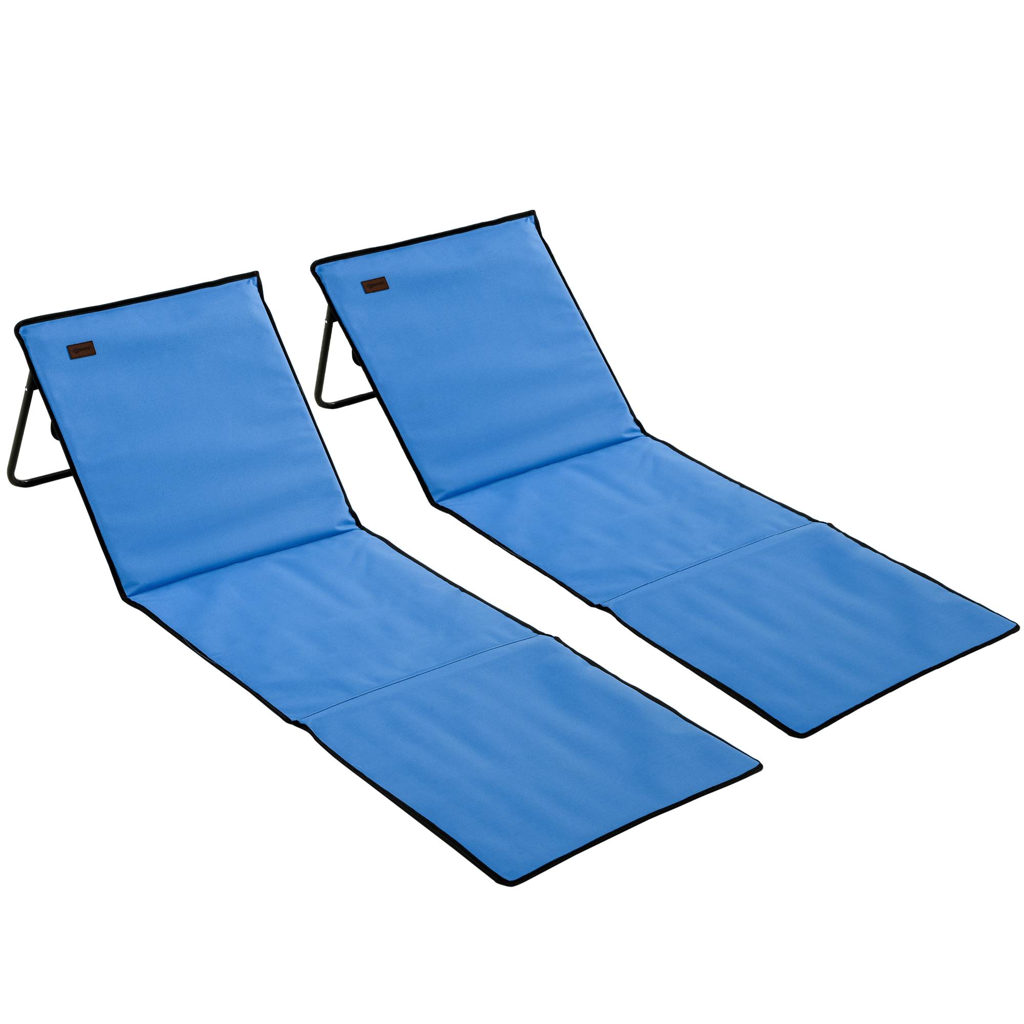 Outsunny - Lot de 2 tapis de plage rembourrés - nattes de plage - dossier inclinable multi-positions - sac transport inclus - métal polyester PVC bleu - Outsunny - Imagen 1