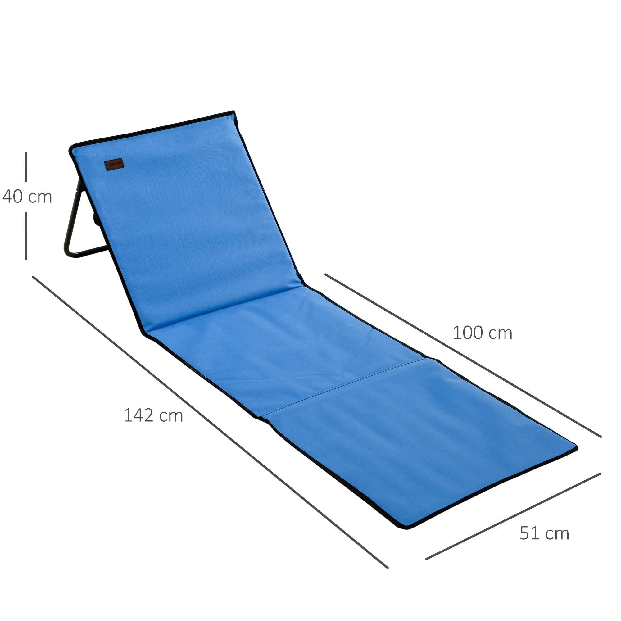 Outsunny - Lot de 2 tapis de plage rembourrés - nattes de plage - dossier inclinable multi-positions - sac transport inclus - métal polyester PVC bleu - Outsunny - Imagen 3