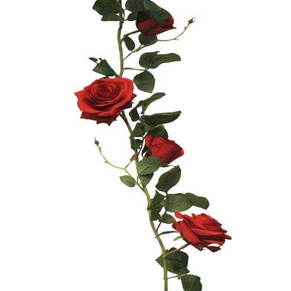 Artificielles - Guirlande roses factices L145cm composée de 7 sublimes roses Rouge - couleur: Rouge 755