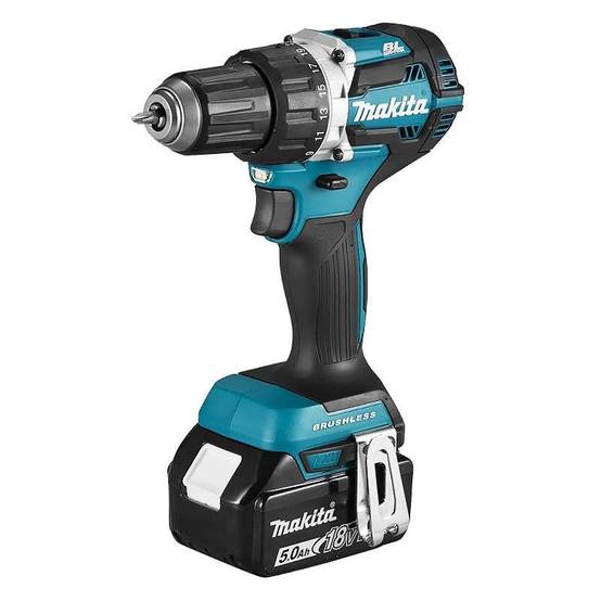 Perceuse visseuse 18V Ø 13 mm - MAKITA - Avec 2 batteries 18V Li-Ion 5.0 Ah, chargeur, MakPak- DDF484RTJ - Image 2