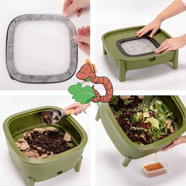 Ferme Du Moutta - WORMcube Vert Design & Compact I Lombricomposteur 2 plateaux - Imagen 6