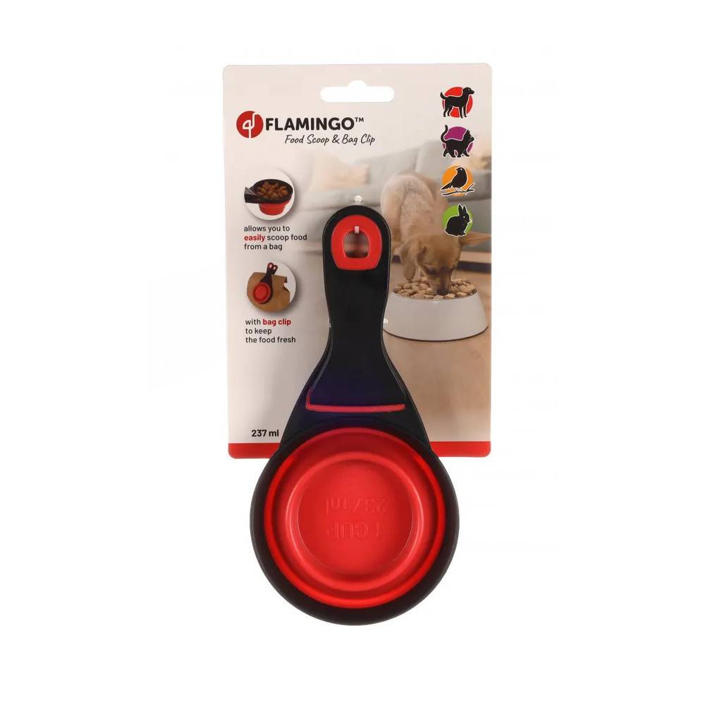 Flamingo - Pelle à nourriture de 237ml, 2 en 1 clip pour refermer les sacs de croquettes chat et chien - Imagen 2