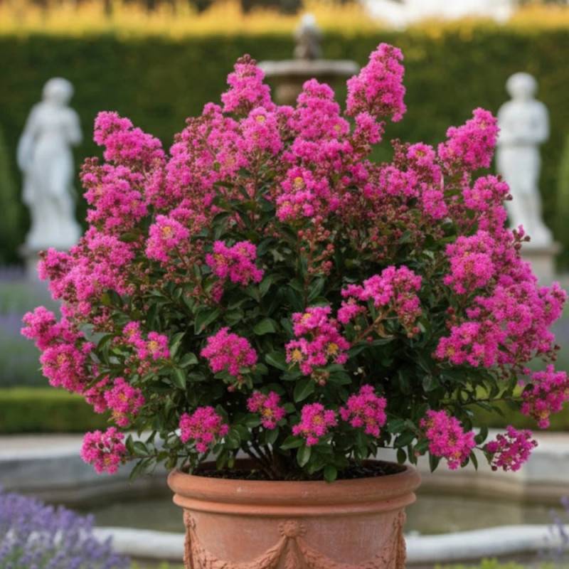 Lilas des Indes Terrasse Rose, Lagerstroemia à fleurs Rose - feuillage Caduc - Pot de 3L - Touffe- hauteur à maturité De 1,00 m à 1,50 m - Image 3