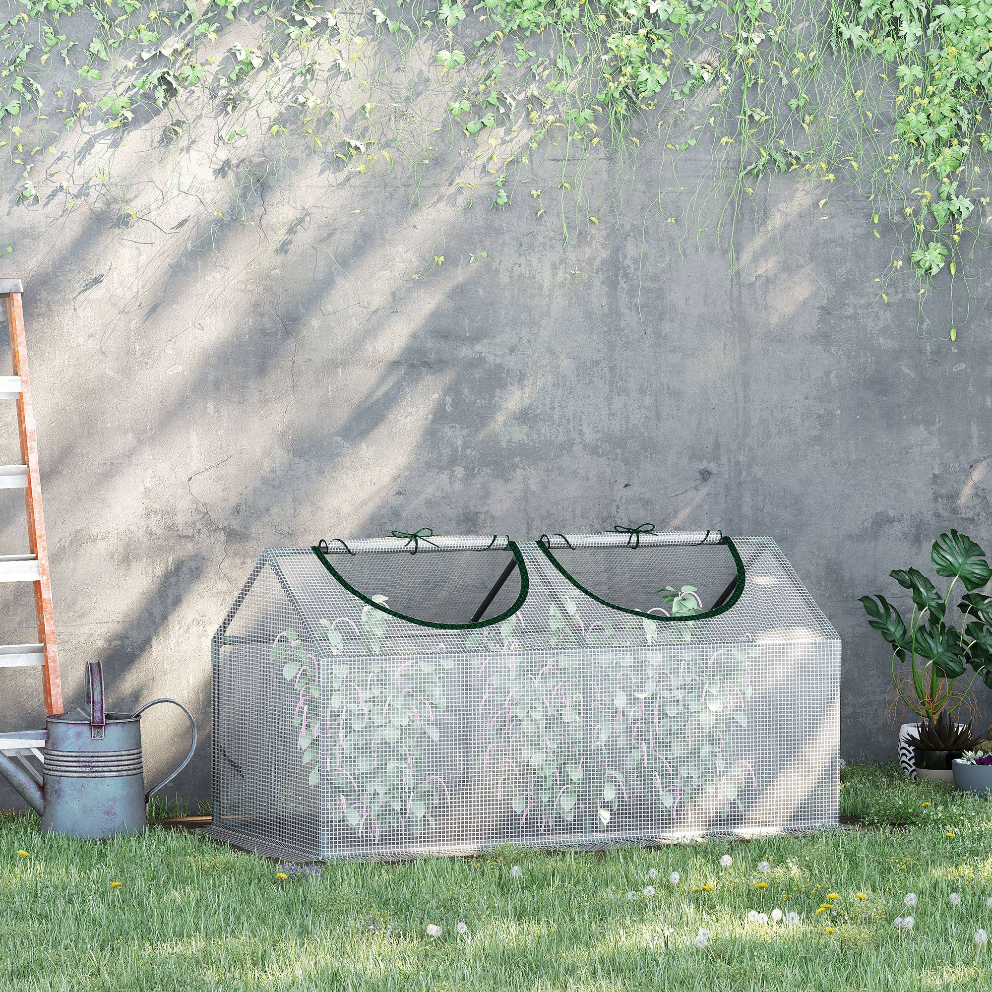 Serre Tunnel Acier PE Pour Tomates Plantes Protection Hivernage 120x60x60cm Blanc - ComfortXL Outdoor Living - Image 1