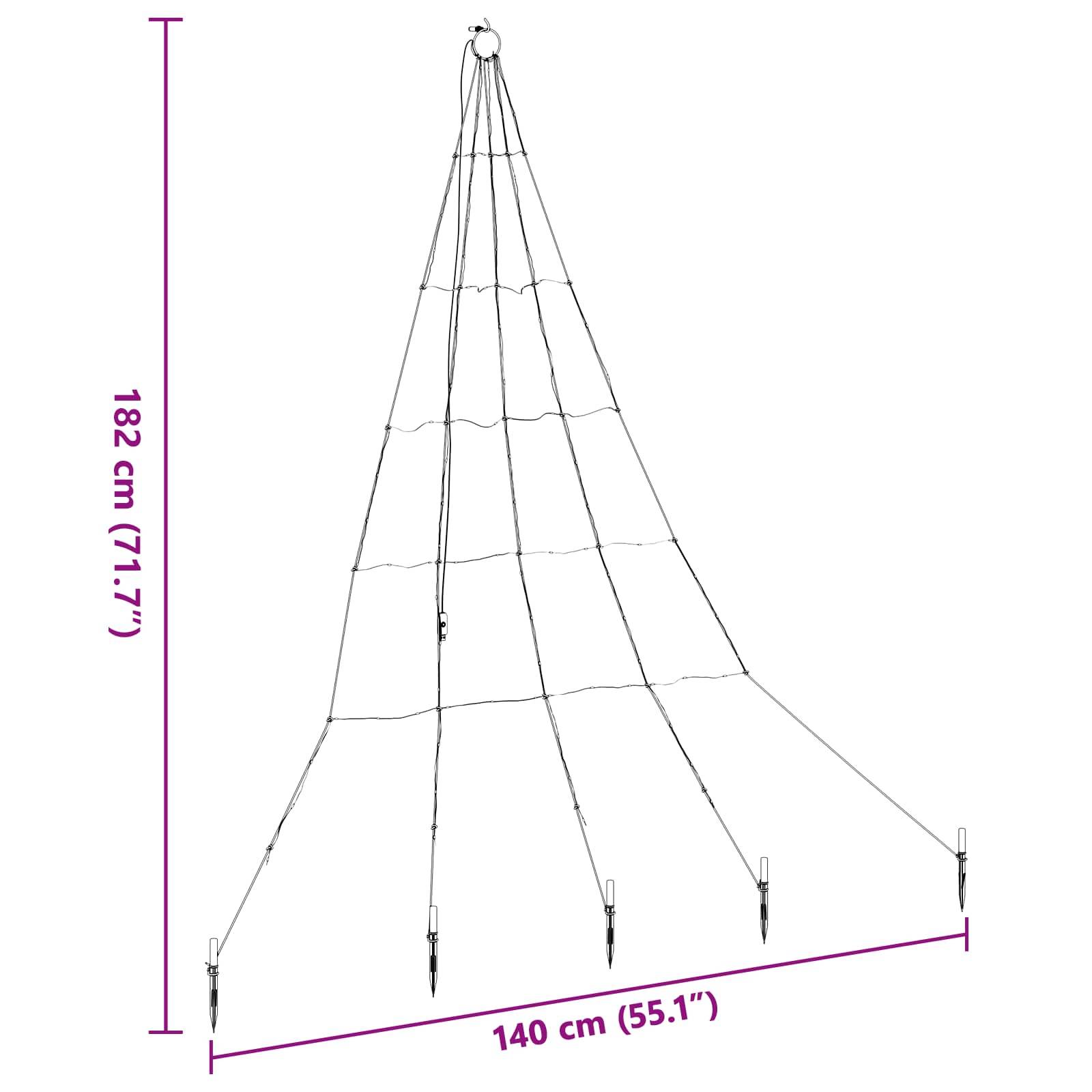 Sapin de Noël | Arbre de Noël LED avec piquets au sol Blanc chaud 182 cm Métal Maison Chic - Image 8