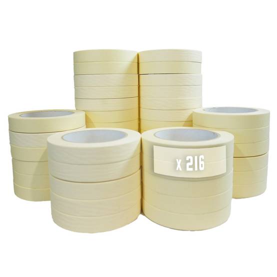Lot de 216 Rubans de masquage 25 mm x 50 m jusqu'à 80° - Adhésif de masquage jaune pour la peinture TECPLAST - Image 1
