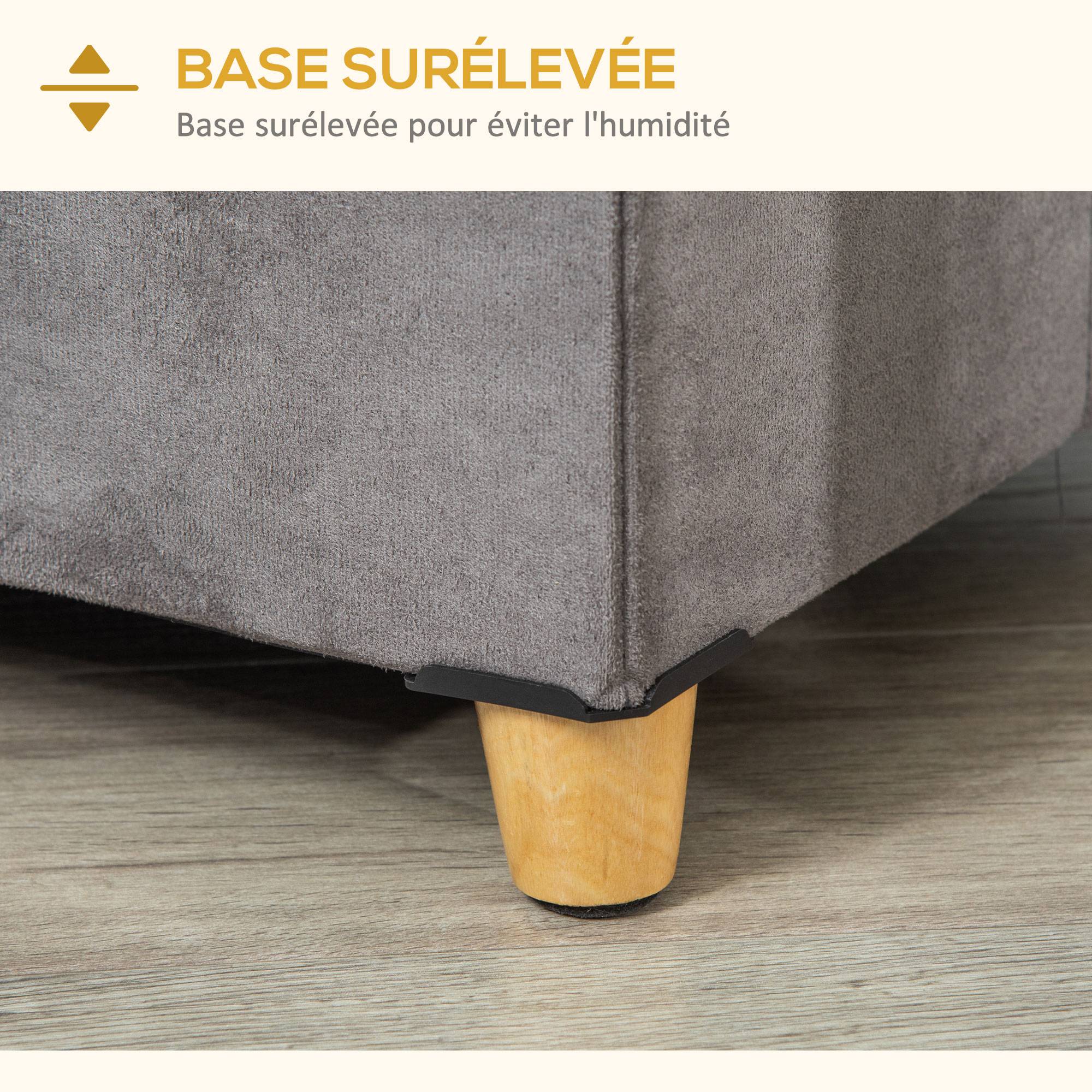 Niche chat surélevée bois MDF design repose-pieds coussin lavable 60x45x44cm gris - ComfortXL Outdoor Living - Image 8