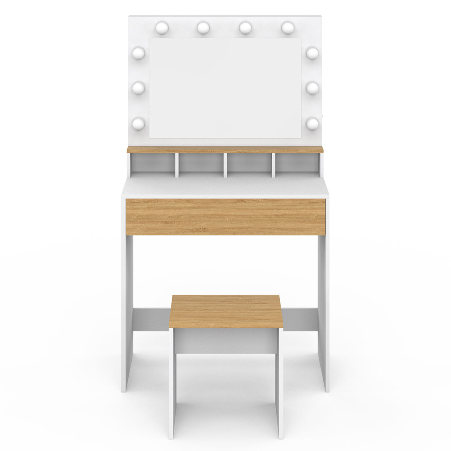 Coiffeuse Sherry Grège 120cm avec miroir LED et tabouret Vicco | Grège | avec miroir LED & tabouret | 406673141236503