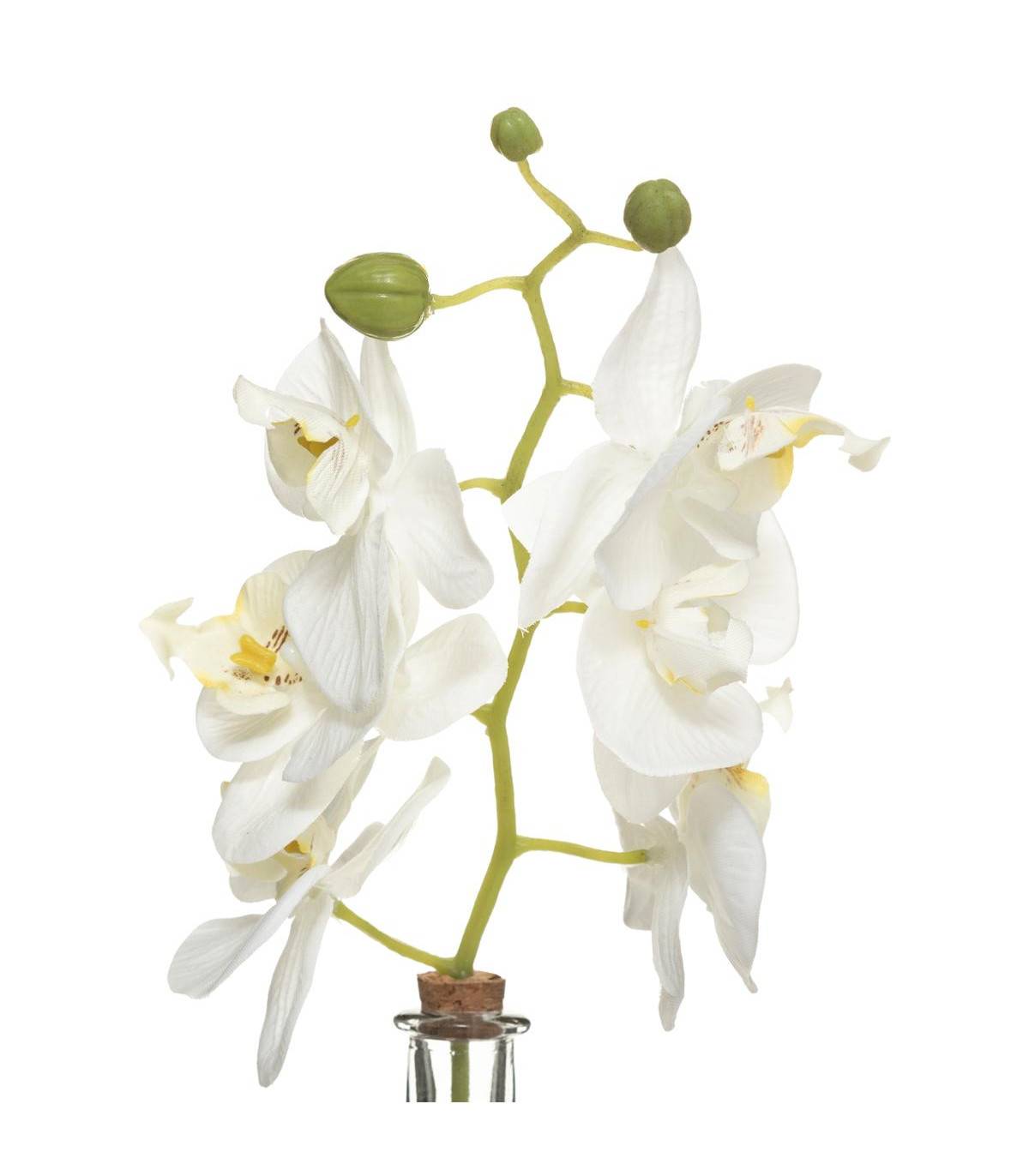 Composition florale artificelle Orchidée en Soie Vase en Verre H 35 cm - Imagen 2